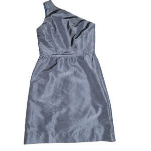 J Crew Silk One Shoulder Dress 4 Blue One Shoulder Sleeveless Cocktail Wedding